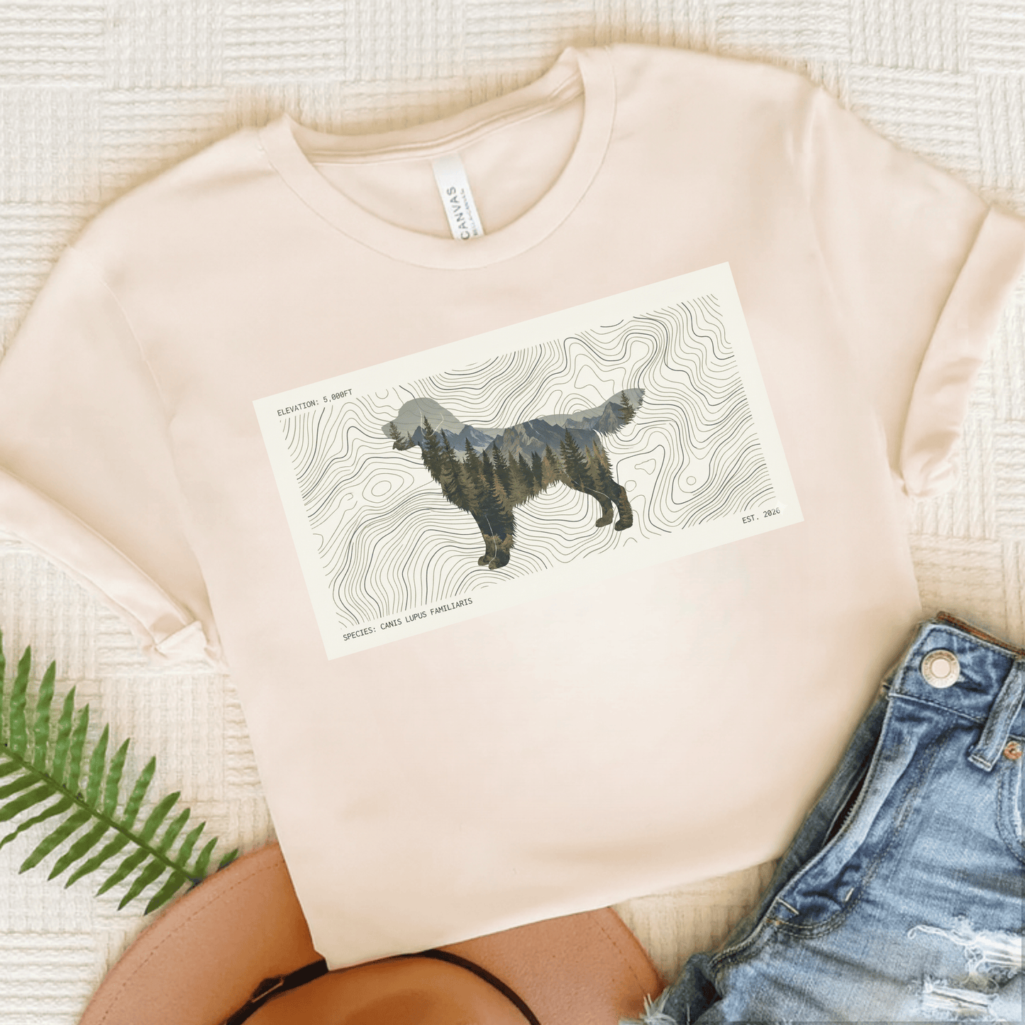 Golden Retriever Topography Unisex Tshirt Natural