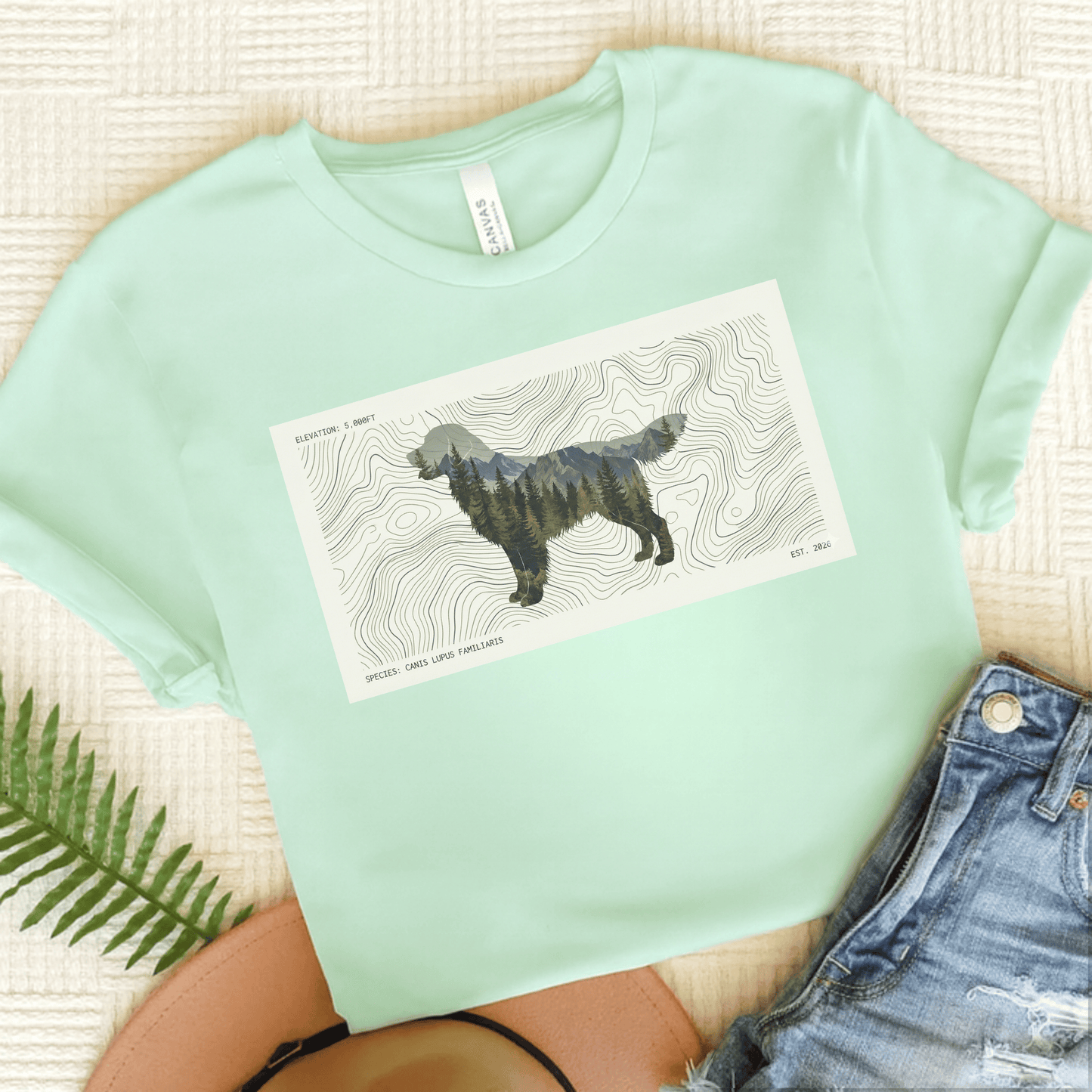 Golden Retriever Topography Unisex Tshirt Heather Mint