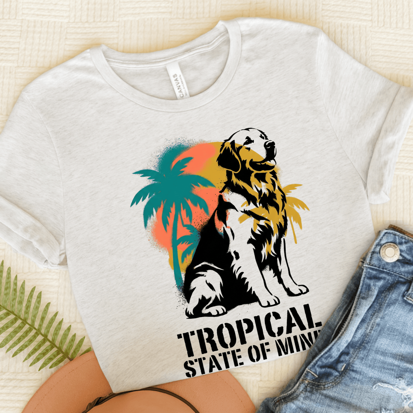 Golden Retriever Tropical Vacation Unisex TShirt Ash