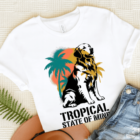 Golden Retriever Tropical Vacation Unisex TShirt White