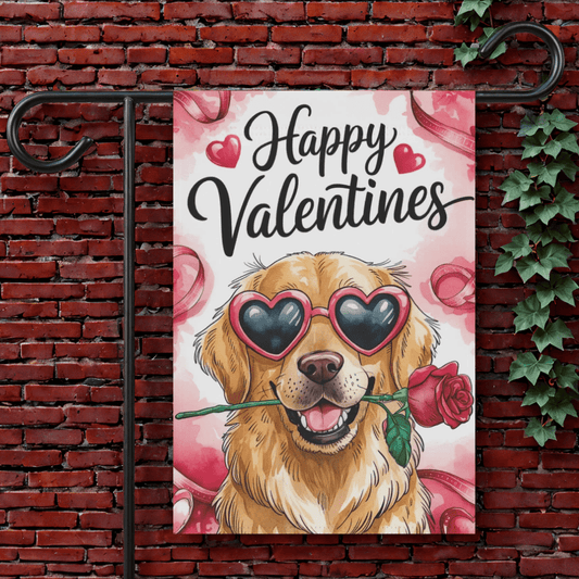 Golden Retriever Valentines Day Garden Flag 12'' × 18''