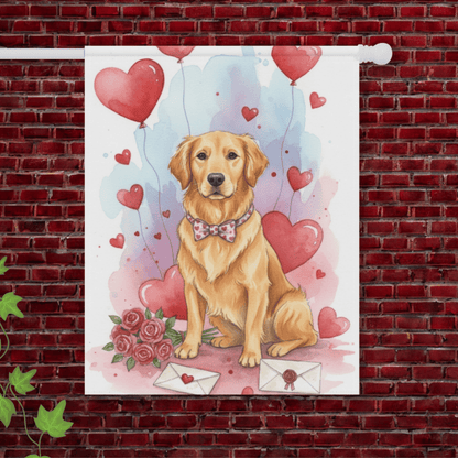 Golden Retriever Valentines Day Garden Yard Flag 24.5'' × 32''