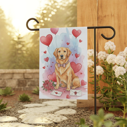 Golden Retriever Valentines Day Garden Yard Flag