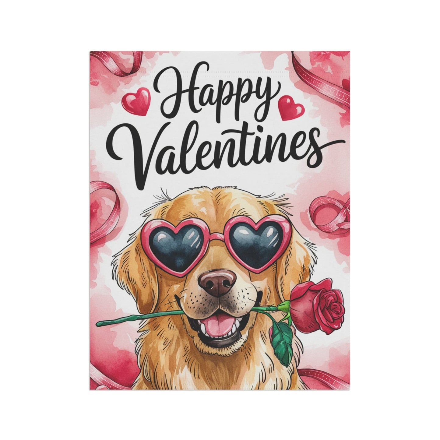 Printify Home Decor Golden Retriever Valentines Day Home Garden Flag, Funny Farmhouse Flower Outside Yard Decor