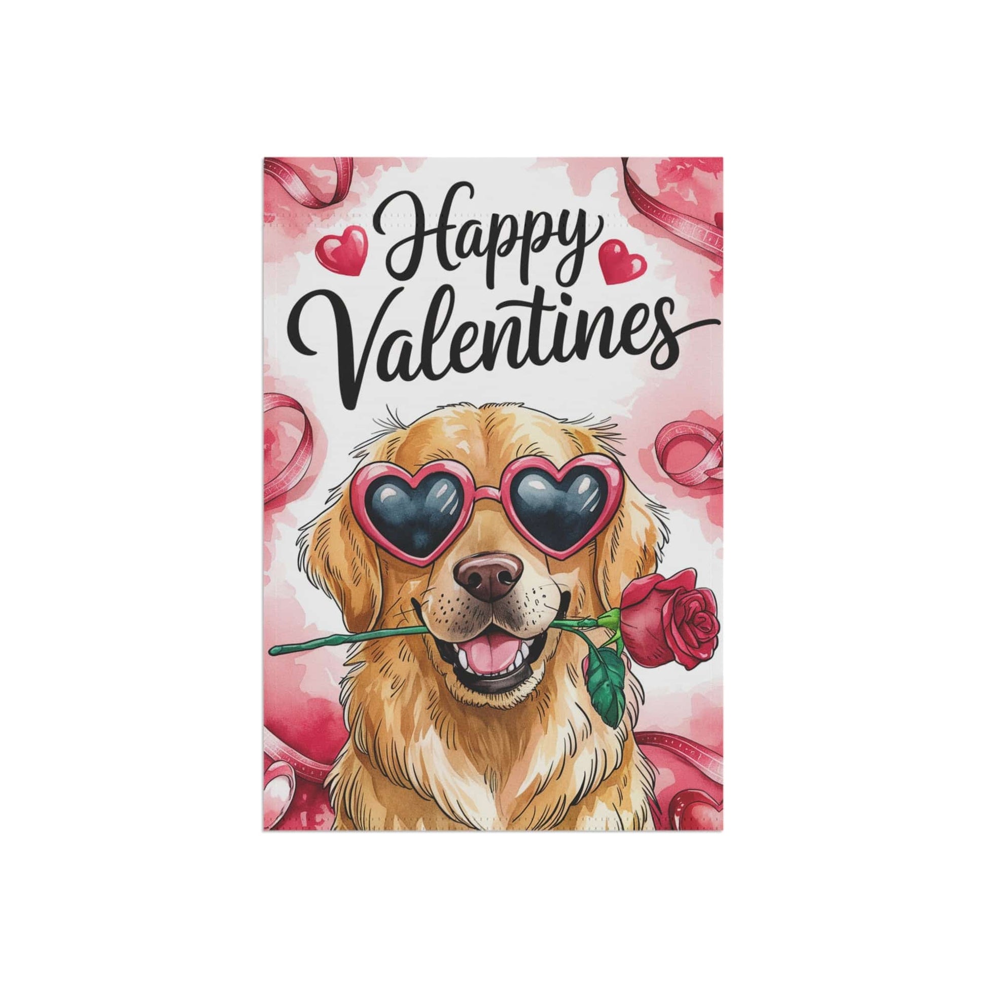 Printify Home Decor Golden Retriever Valentines Day Home Garden Flag, Funny Farmhouse Flower Outside Yard Decor