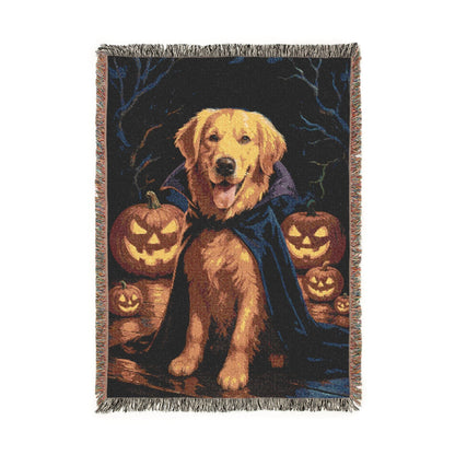Golden Retriever Vampire Woven Blanket