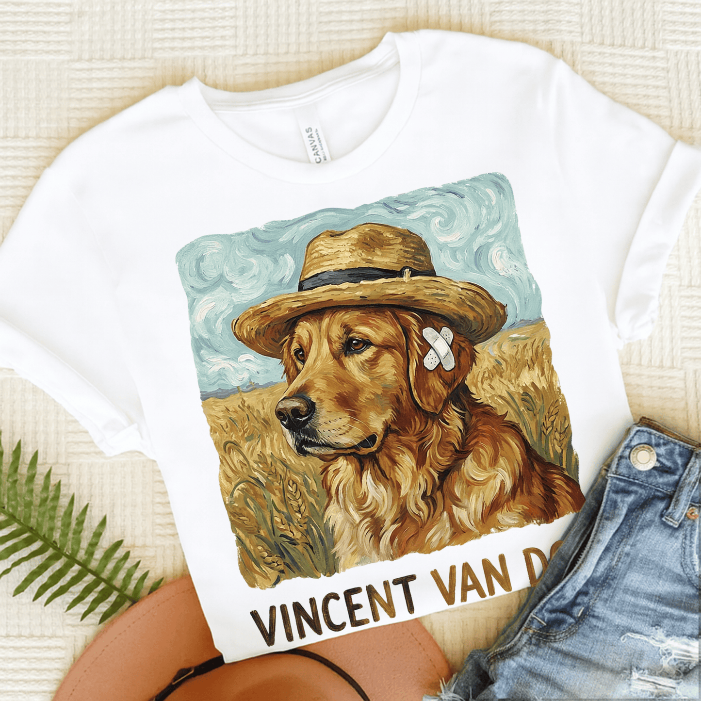 Golden Retriever Van Gogh Dog Unisex Tshirt White