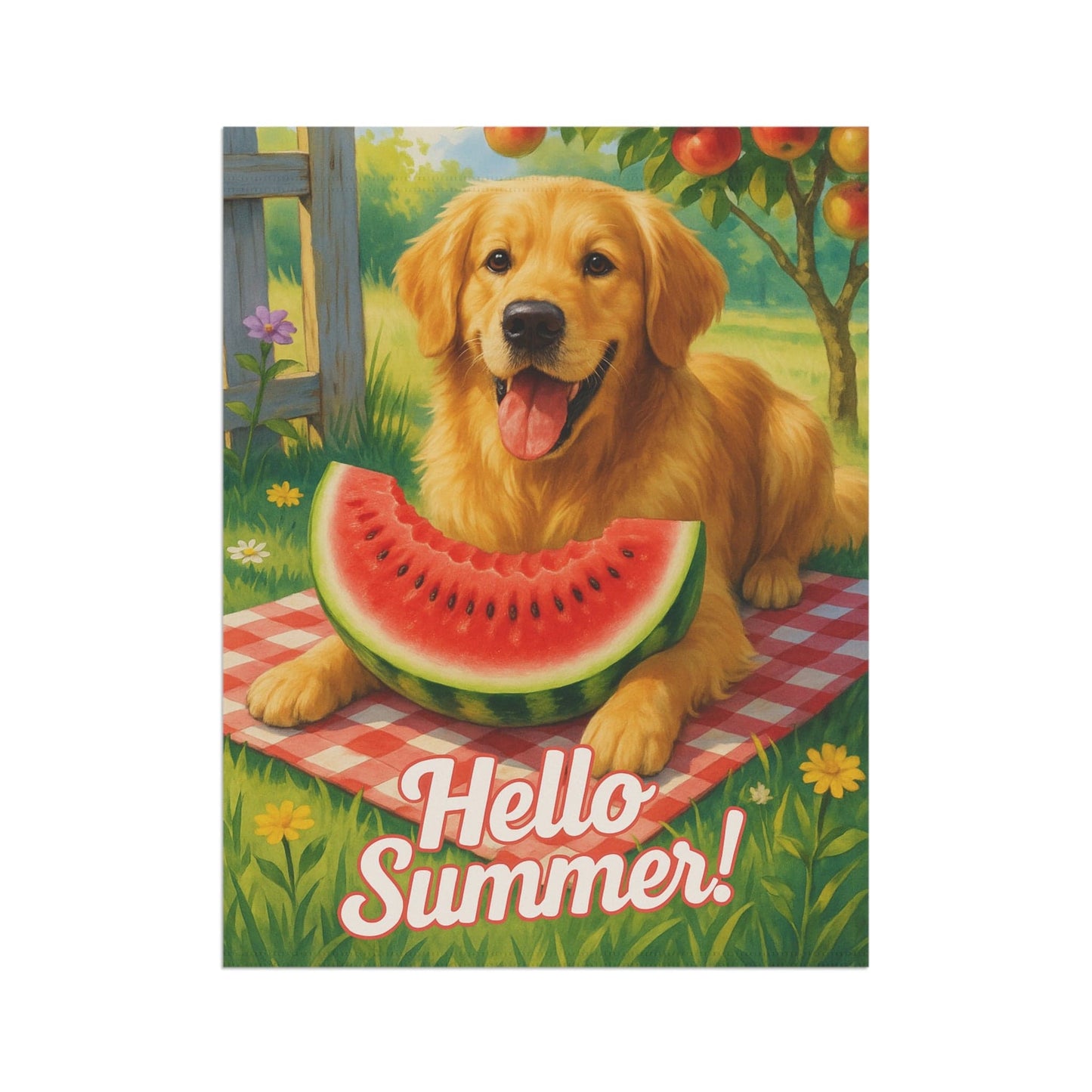 Golden Retriever Watermelon Garden Flag
