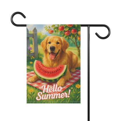 Golden Retriever Watermelon Garden Flag