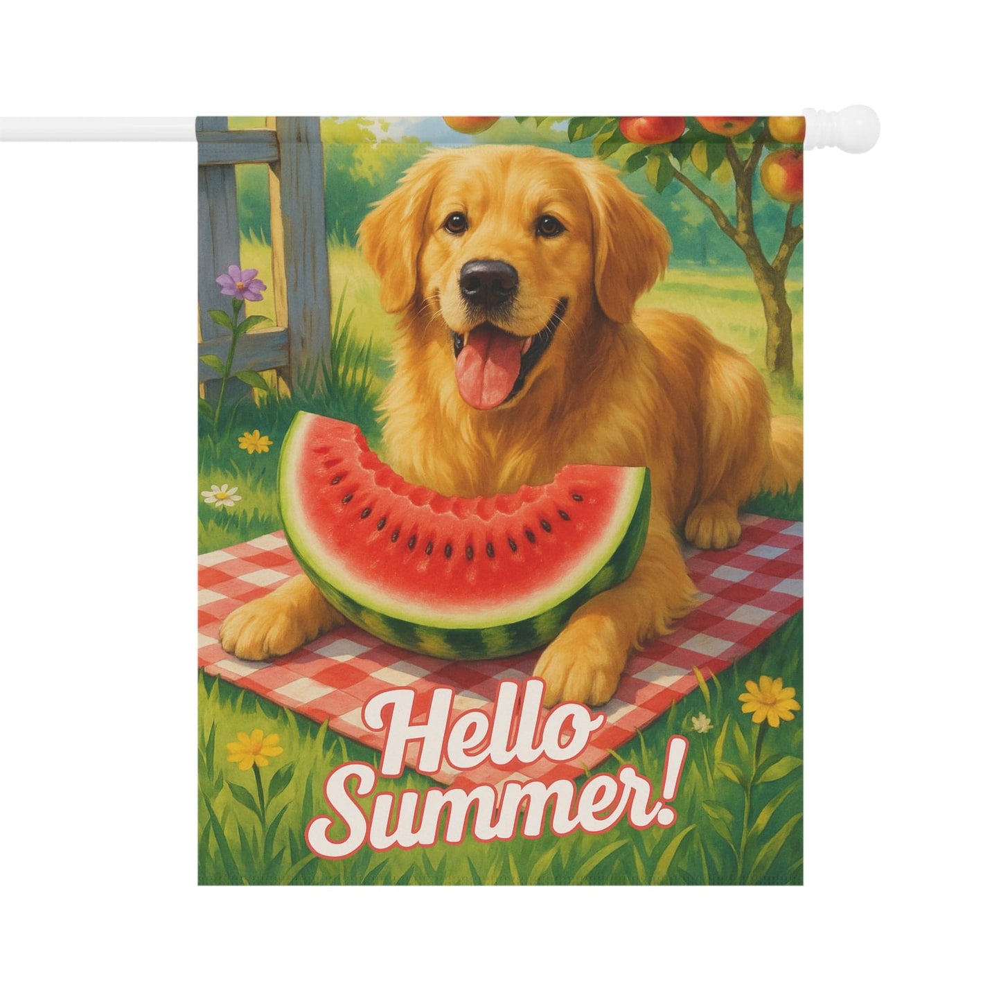 Golden Retriever Watermelon Garden Flag