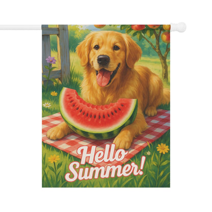 Golden Retriever Watermelon Garden Flag