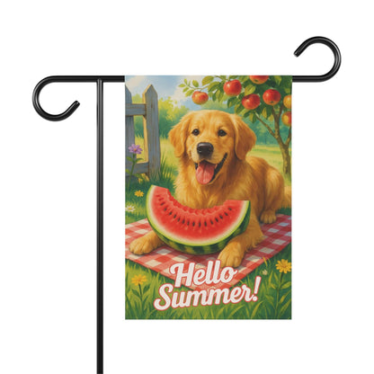 Golden Retriever Watermelon Garden Flag