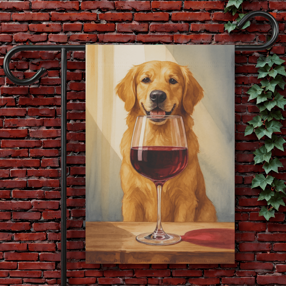 Golden Retriever Wine Garden Flag 12'' × 18''
