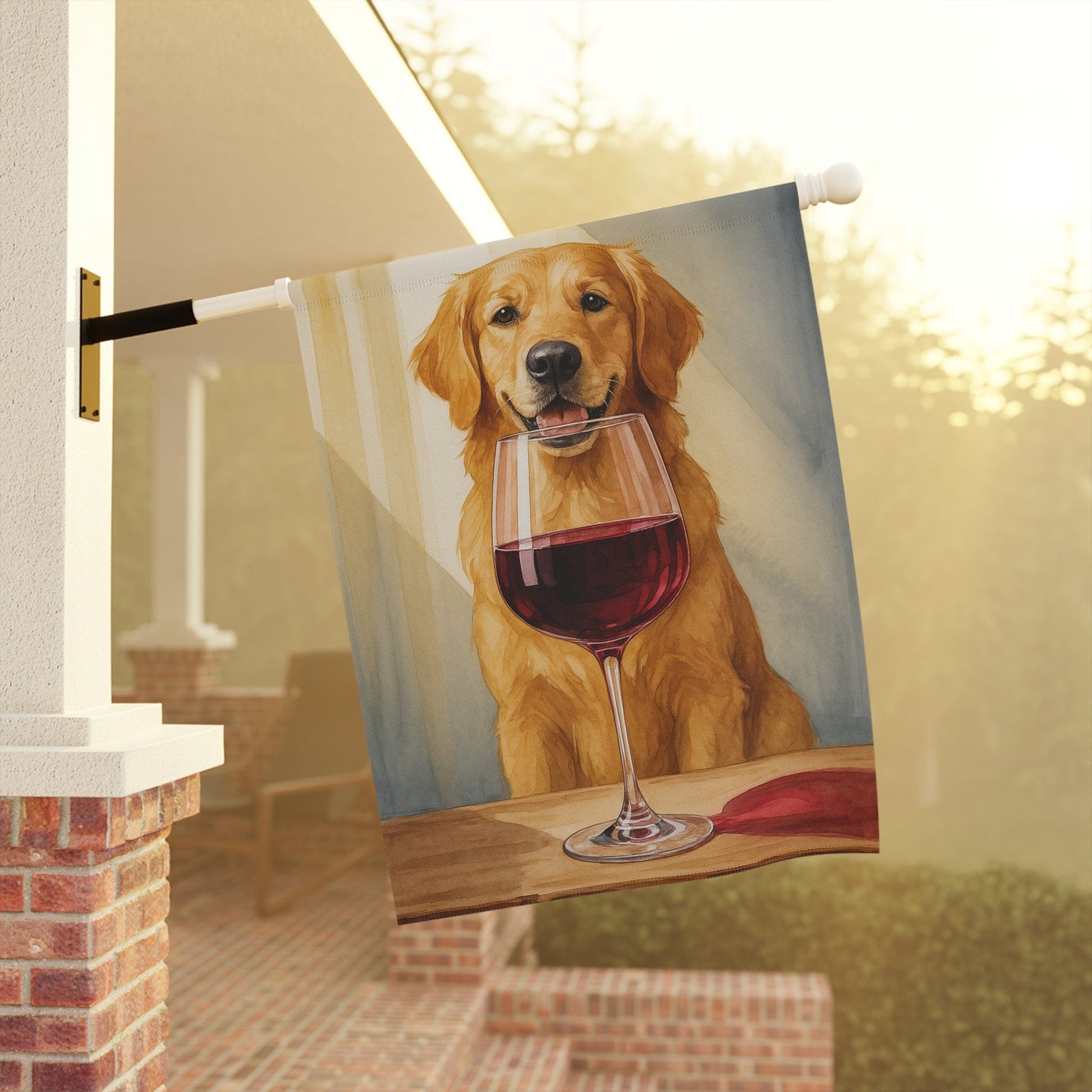 Golden Retriever Wine Garden Flag