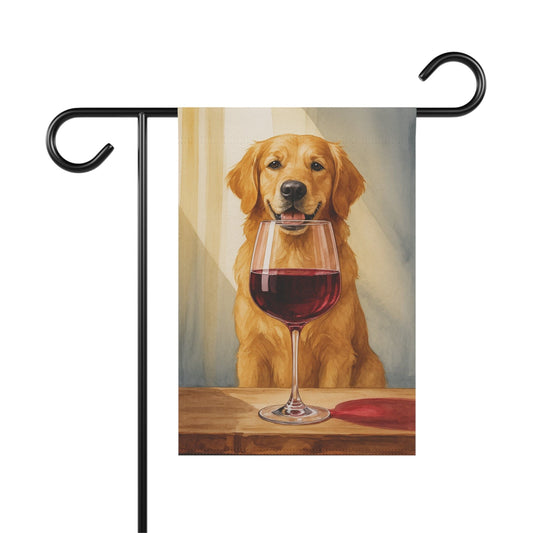 Golden Retriever Wine Garden Flag