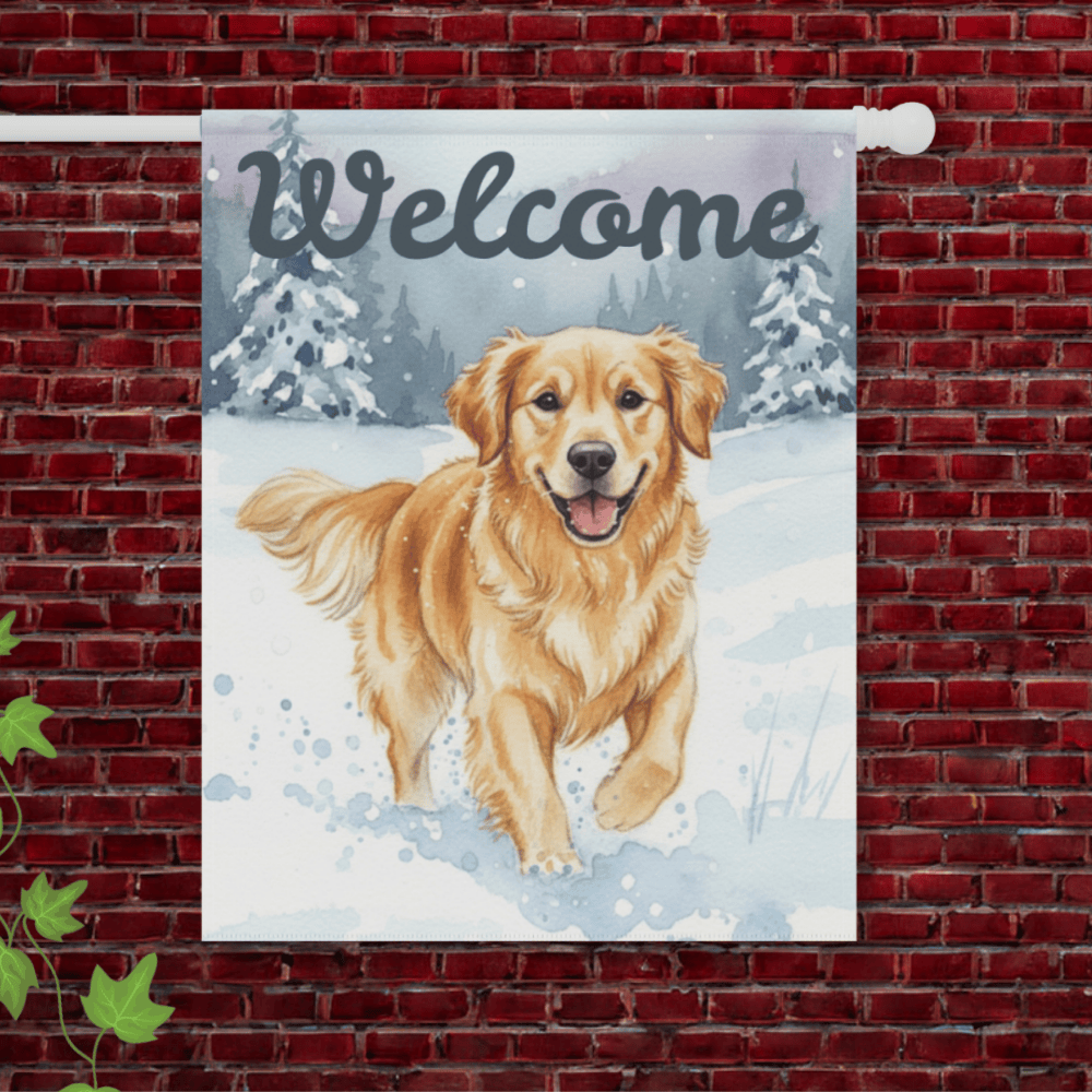 Golden Retriever Winter Wonderland Garden Yard Flag 24.5'' × 32''
