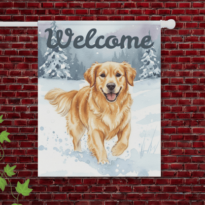 Golden Retriever Winter Wonderland Garden Yard Flag 24.5'' × 32''