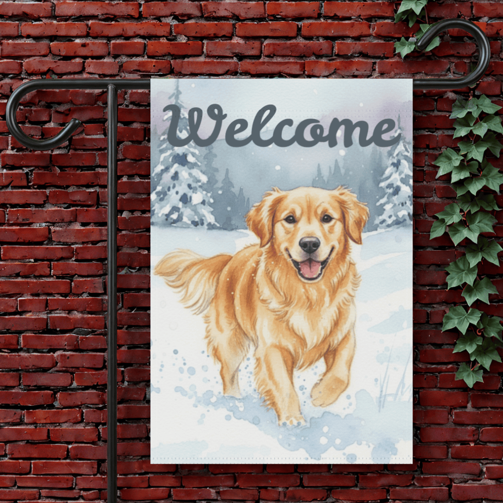 Golden Retriever Winter Wonderland Garden Yard Flag 12'' × 18''