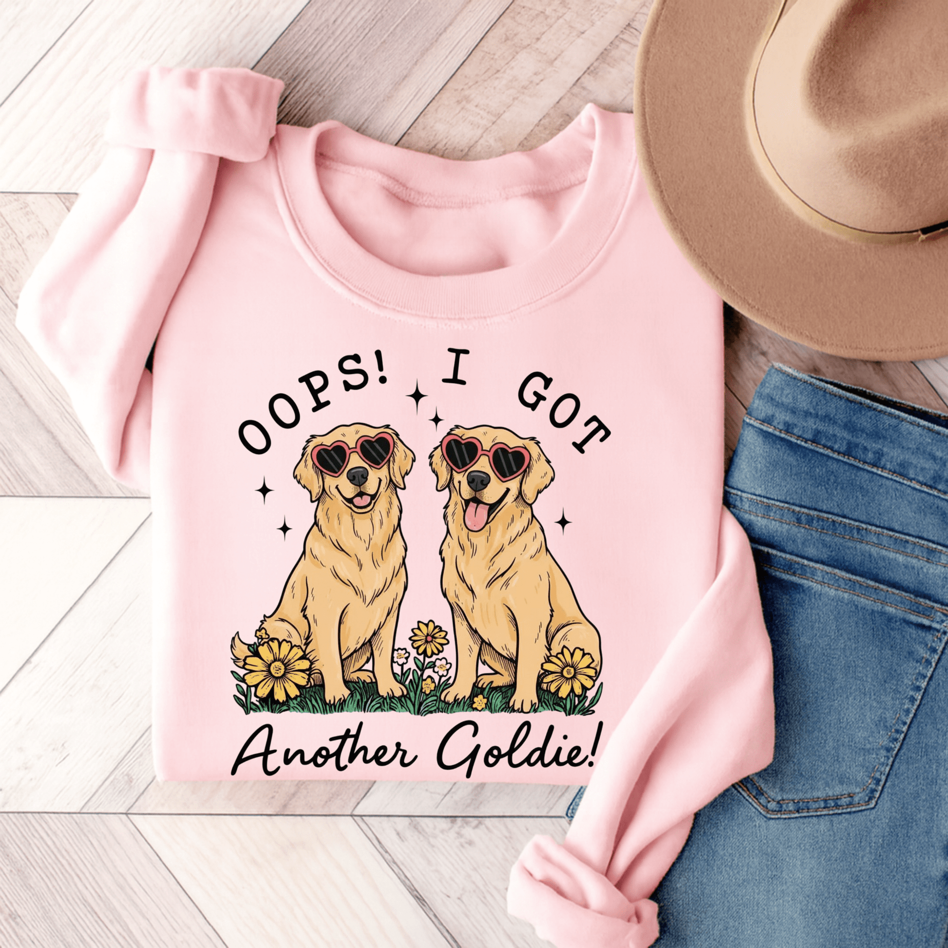 Golden Retrievers Oops Another Sweatshirt Light Pink