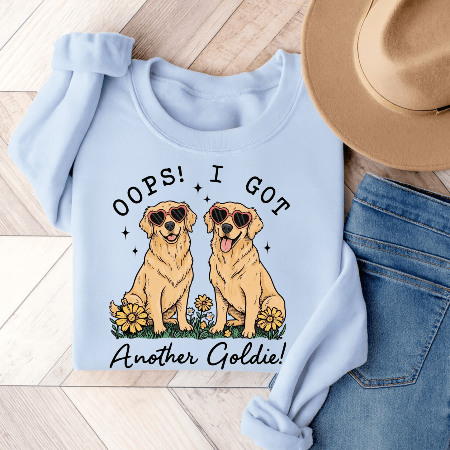Golden Retrievers Oops Another Sweatshirt Light Blue