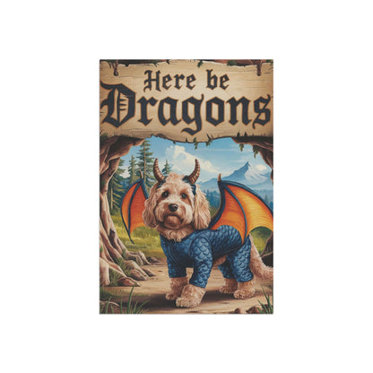 Printify Home Decor Goldendoodle Dog Dragon, Fantasy Pet Garden Flag, Front Yard Spring Decor