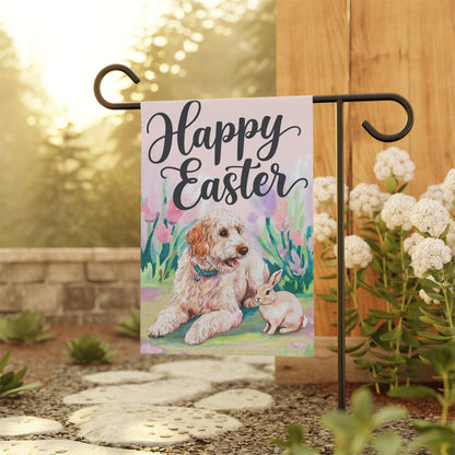 Printify Home Decor Goldendoodle Easter Garden Flag, Front Yard Spring Decor, Gardener Gift