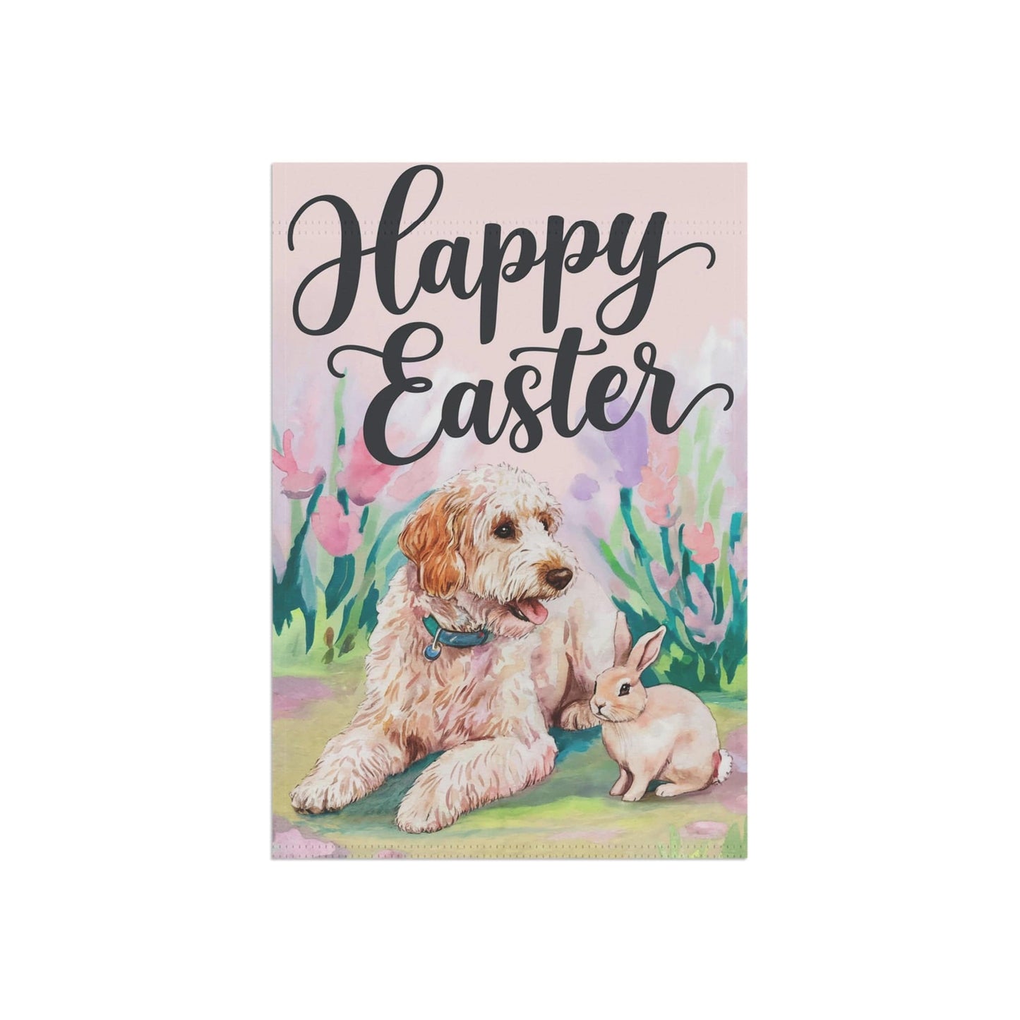 Printify Home Decor Goldendoodle Easter Garden Flag, Front Yard Spring Decor, Gardener Gift