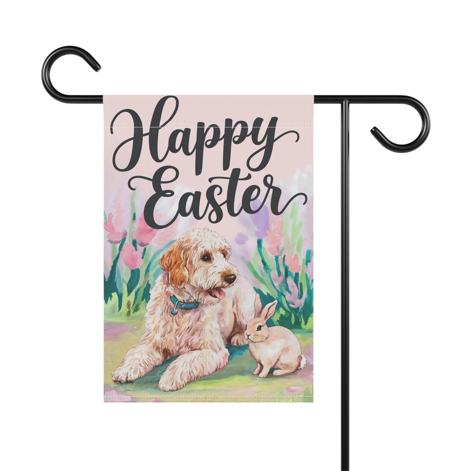 Printify Home Decor Goldendoodle Easter Garden Flag, Front Yard Spring Decor, Gardener Gift