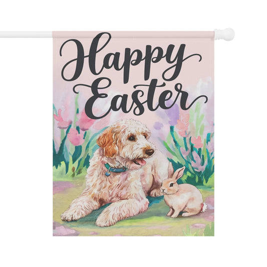 Printify Home Decor 24.5'' × 32'' Goldendoodle Easter Garden Flag, Front Yard Spring Decor, Gardener Gift