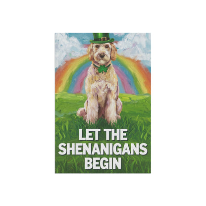 Printify Home Decor 12'' × 18'' Goldendoodle Garden Flag, Saint Patricks Day Funny Dog Yard Outside Decor