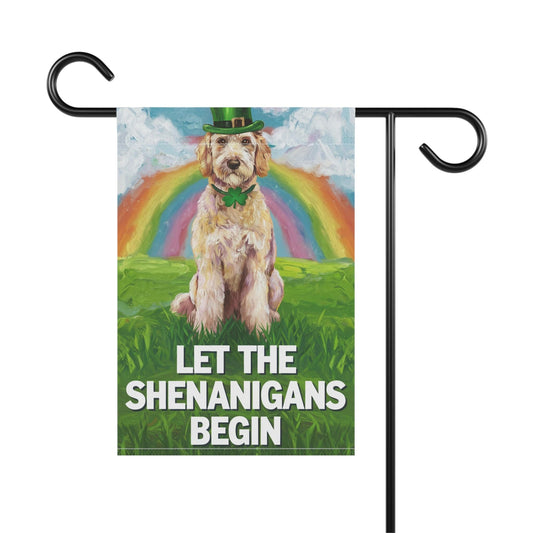 Printify Home Decor 12'' × 18'' Goldendoodle Garden Flag, Saint Patricks Day Funny Dog Yard Outside Decor