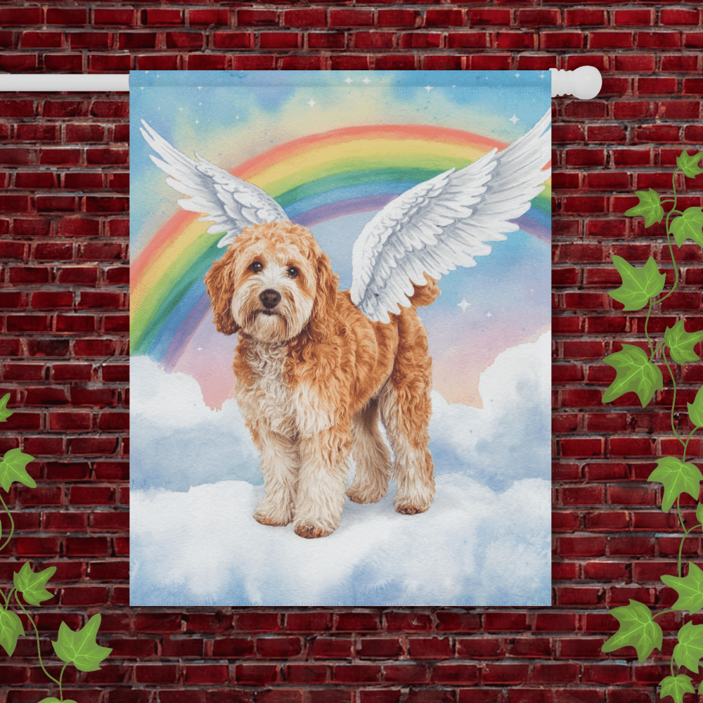 Goldendoodle Rainbow Bridge Garden Flag