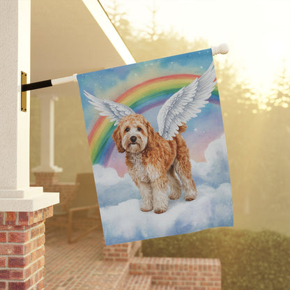 Goldendoodle Rainbow Bridge Garden Flag
