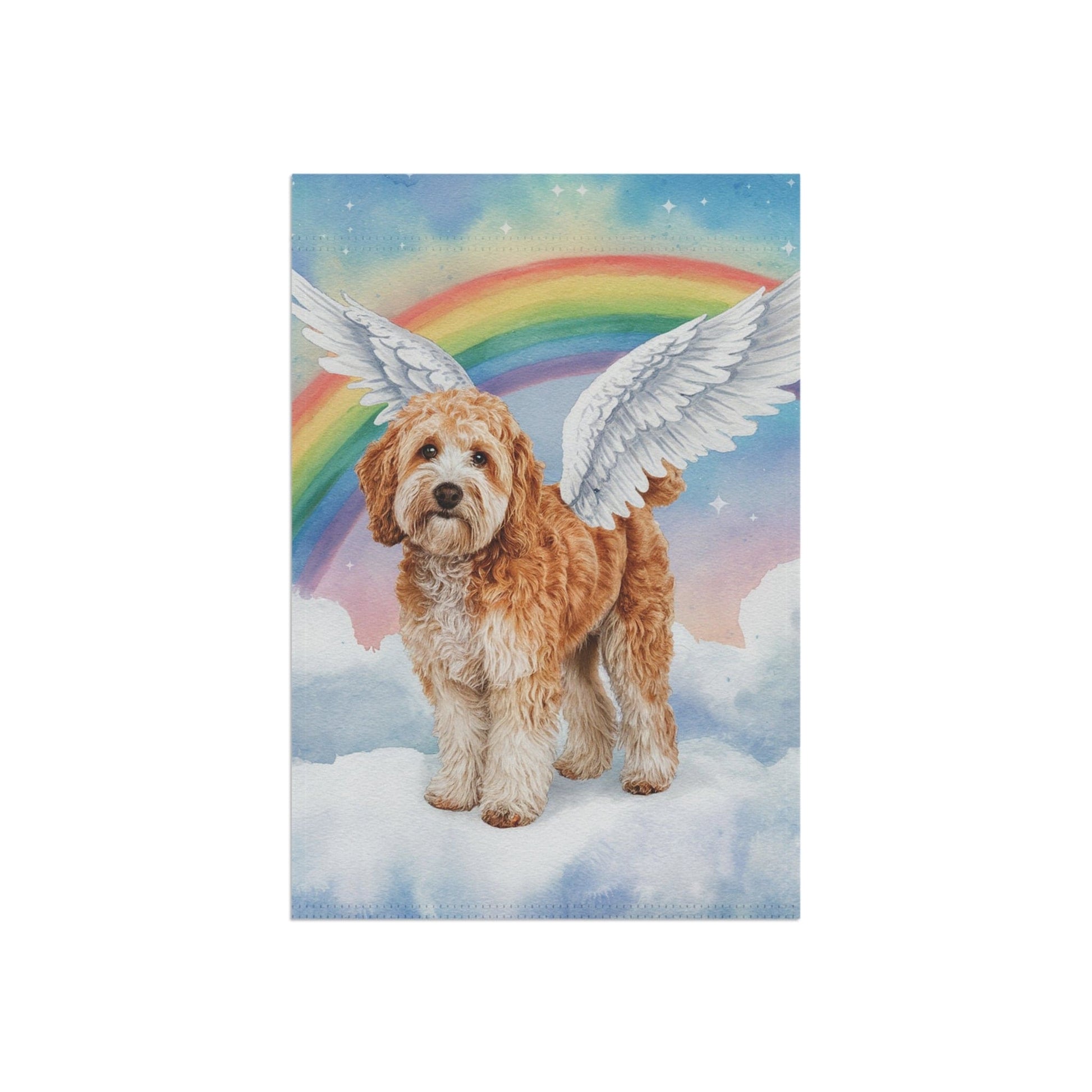 Goldendoodle Rainbow Bridge Garden Flag