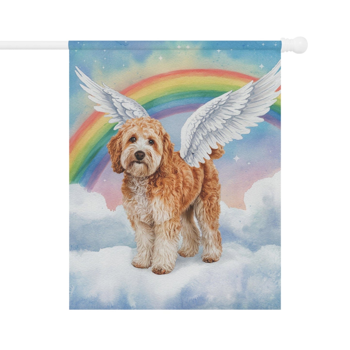 Goldendoodle Rainbow Bridge Garden Flag 24.5'' × 32''