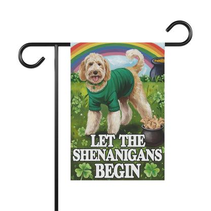 Printify Home Decor 12'' × 18'' Goldendoodle St Pattie's Day Garden Flag, Saint Patricks Day Funny Dog Lovers Yard Outside Decor