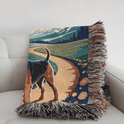 Printify Home Decor Graduation Pet Woven Blanket, Airedale Terrier Dog Throw Housewarming, Fun Home Accent