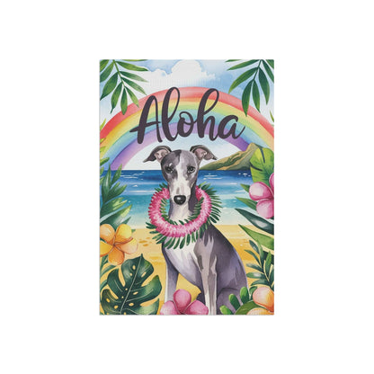 Printify Garden Flag Gray Greyhound Aloha Garden Flag