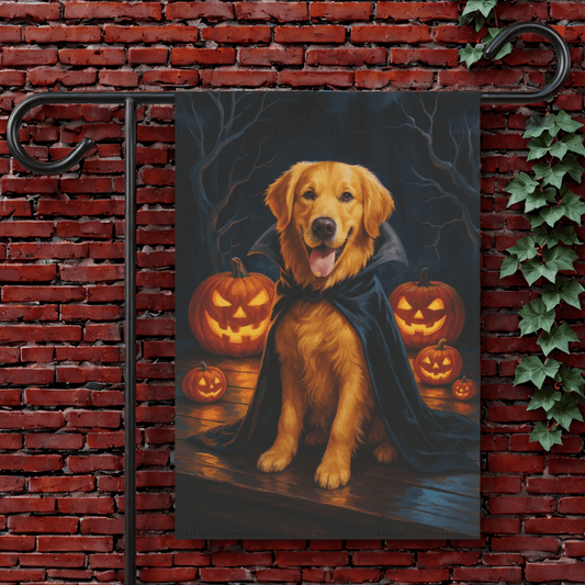 Halloween Golden Retriever Garden Flag 12'' × 18''