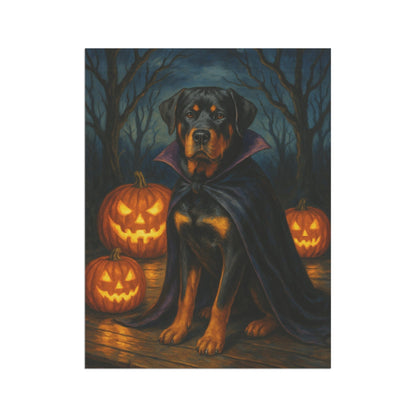Printify Home Decor Halloween Rottweiler Dog Garden Flag, Vampire Pumpkin Yard Banner, Fall Outdoor Decor