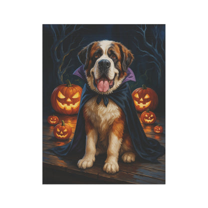Printify Home Decor Halloween Saint Bernard Dog Garden Flag – Vampire Pumpkin Yard Banner, Fall Outdoor