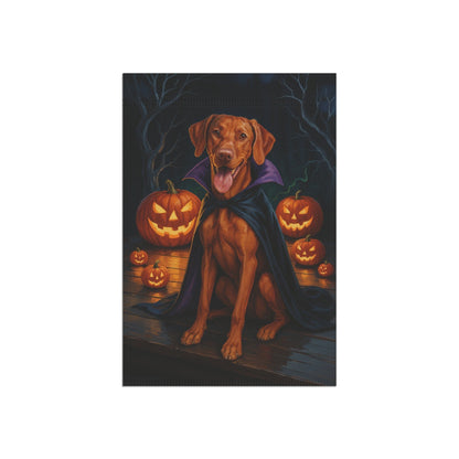 Printify Home Decor Halloween Vizsla Dog Garden Flag – Vampire Pumpkin Yard Banner, Fall Outdoor Decor