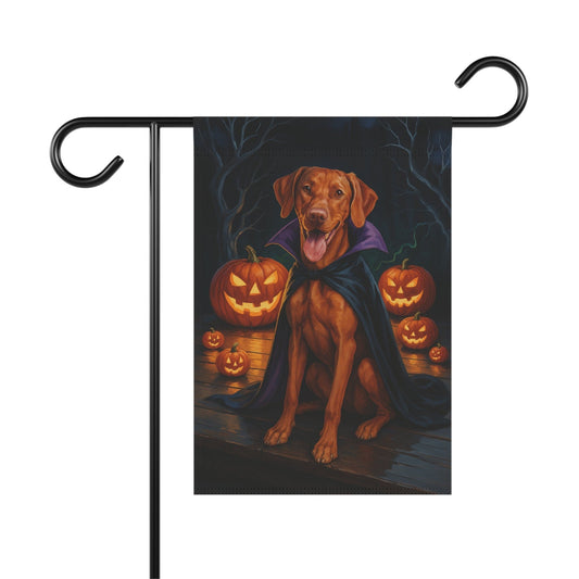 Printify Home Decor 12'' × 18'' Halloween Vizsla Dog Garden Flag – Vampire Pumpkin Yard Banner, Fall Outdoor Decor