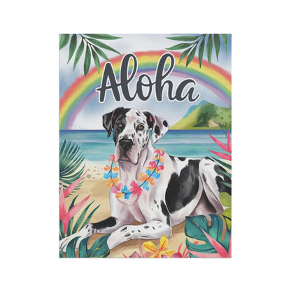 Printify Garden Flag Harlequin Great Dane Aloha Garden Flag