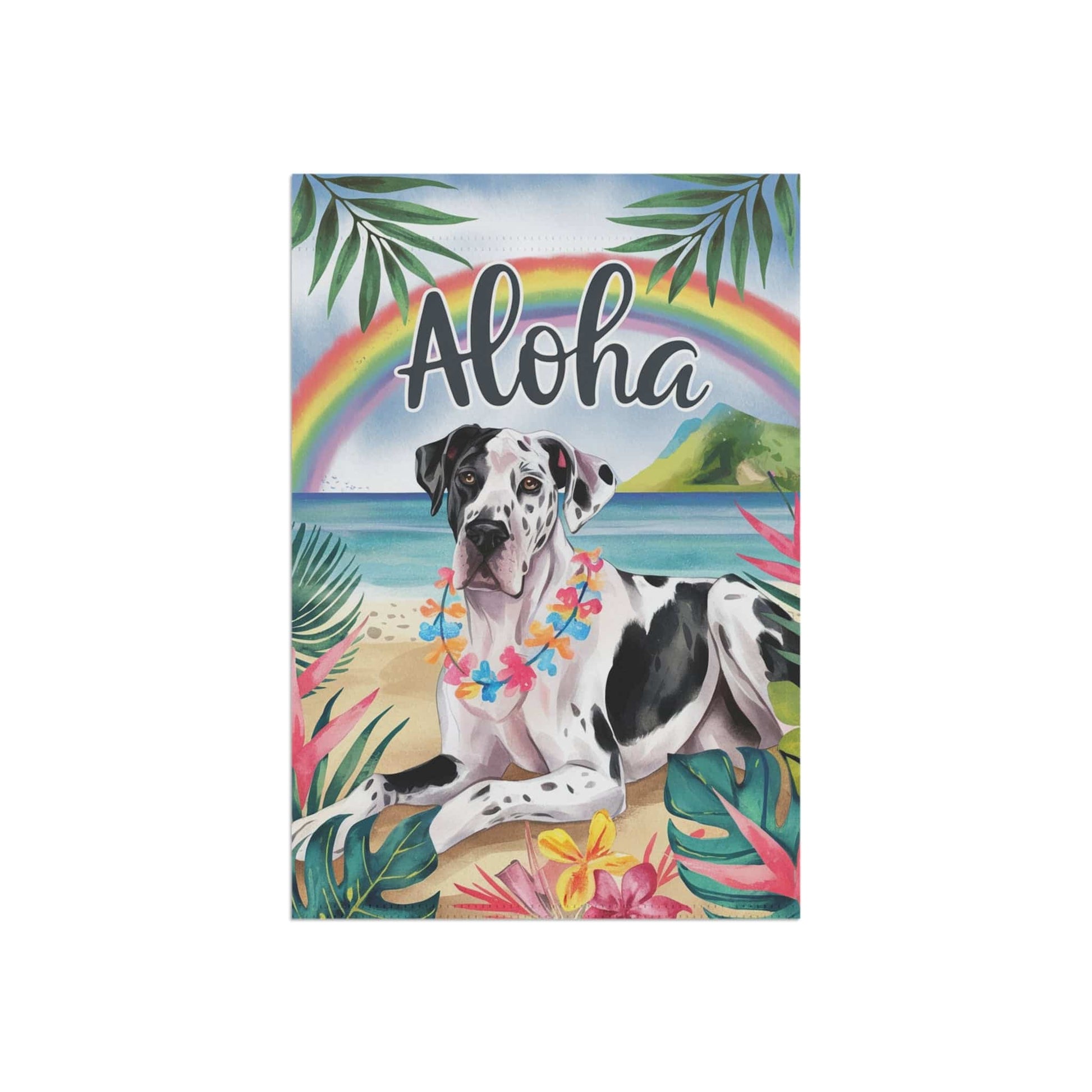 Printify Garden Flag Harlequin Great Dane Aloha Garden Flag