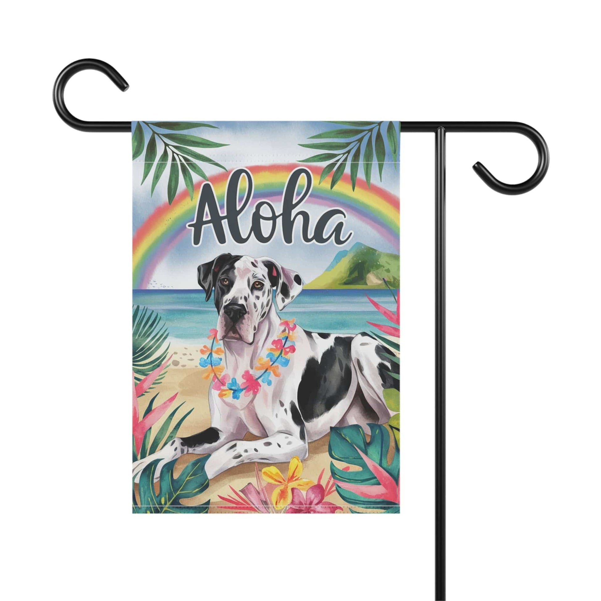 Printify Garden Flag Harlequin Great Dane Aloha Garden Flag