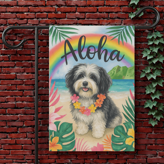 Printify Garden Flag 12'' × 18'' Havanese Dog Aloha Luau Garden Flag