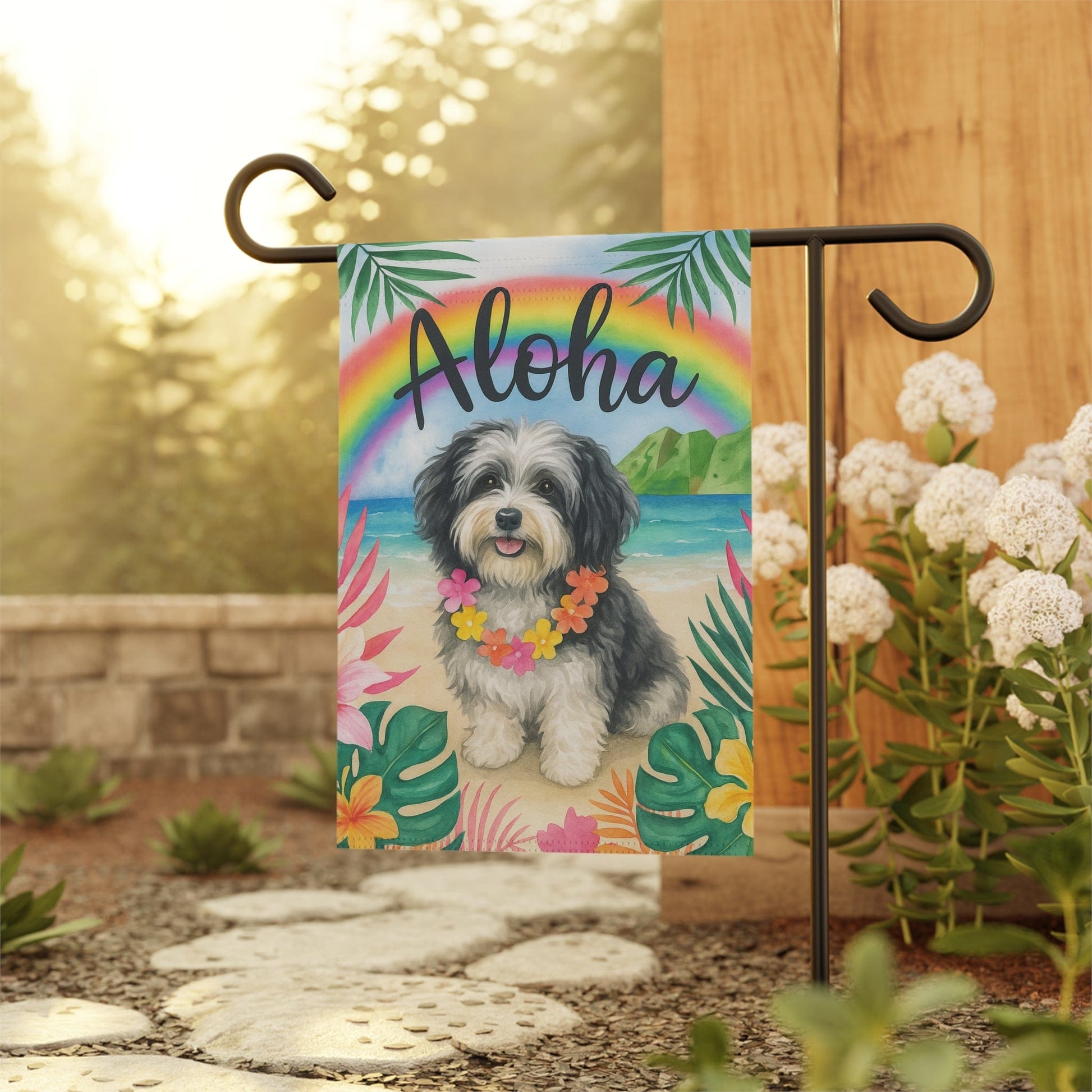 Printify Garden Flag Havanese Dog Aloha Luau Garden Flag