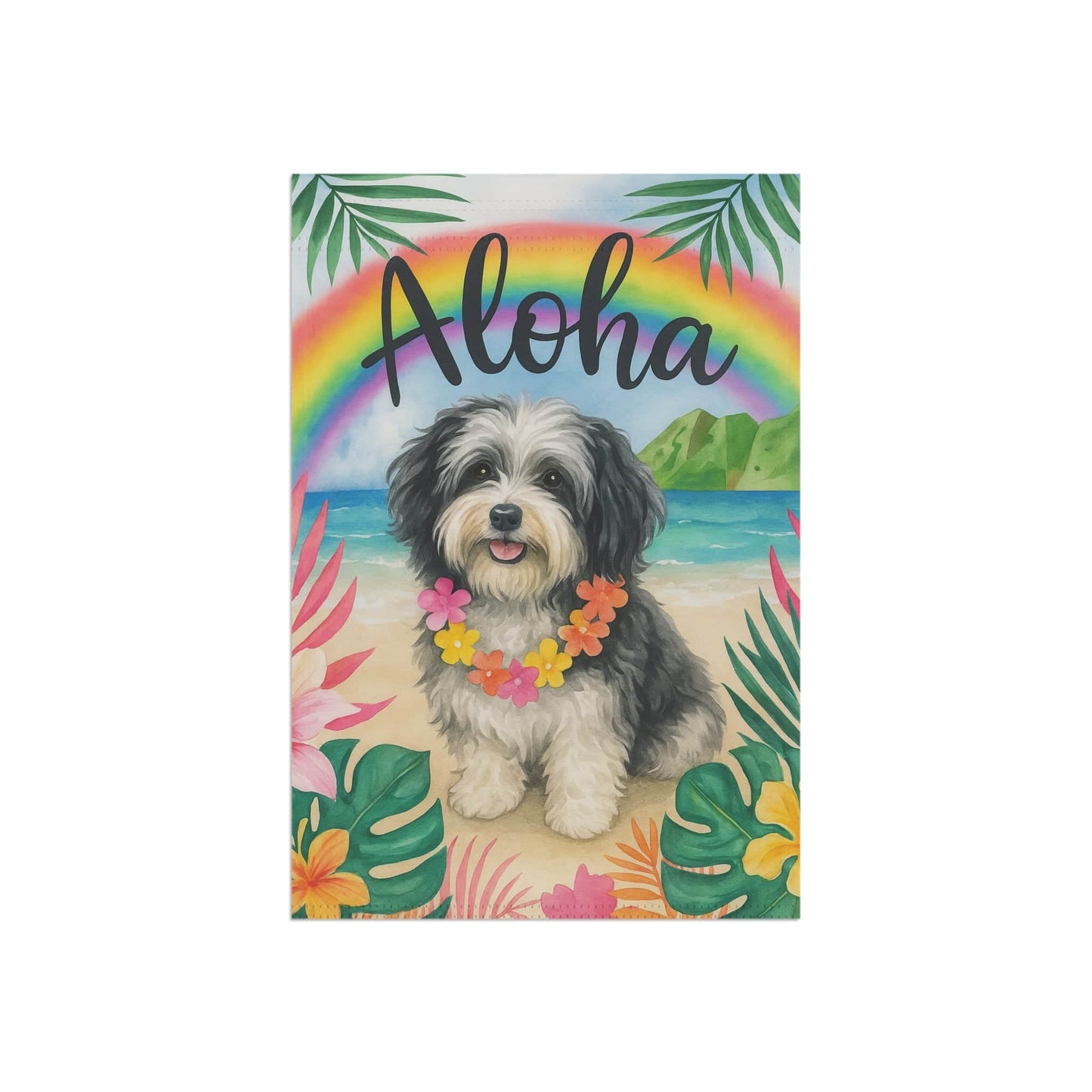 Printify Garden Flag Havanese Dog Aloha Luau Garden Flag