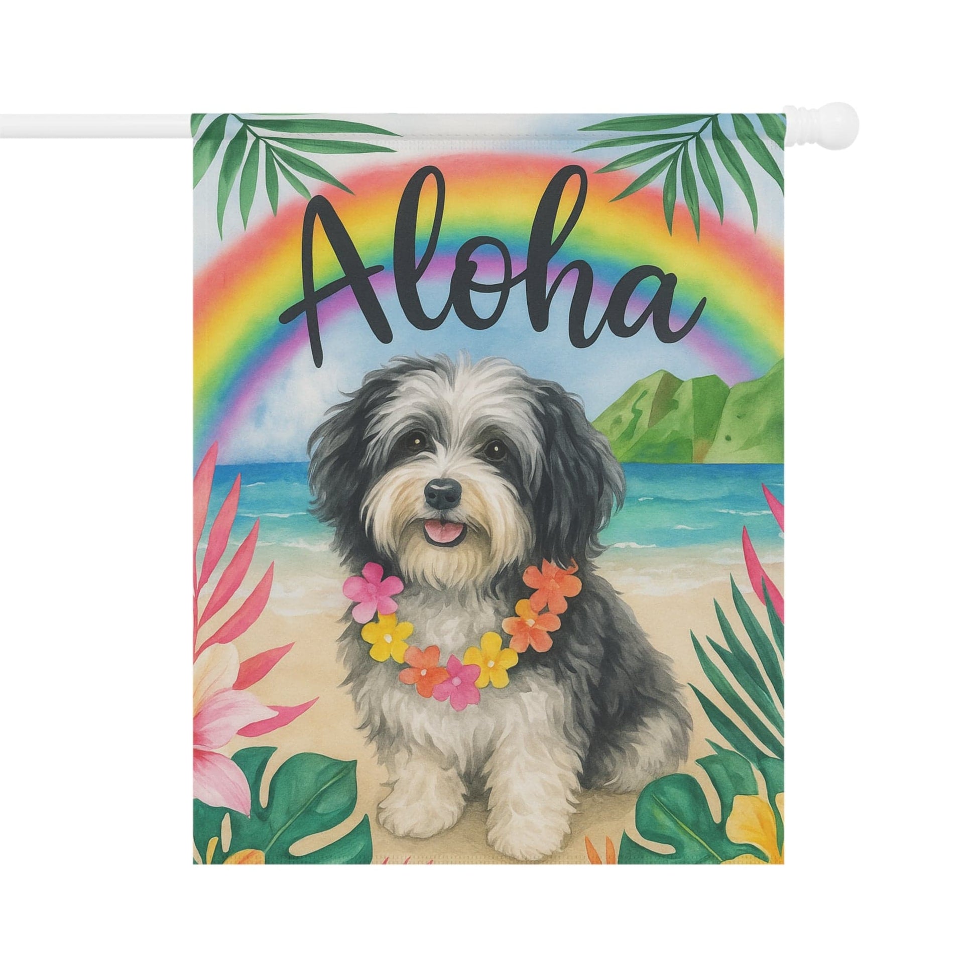 Printify Garden Flag Havanese Dog Aloha Luau Garden Flag